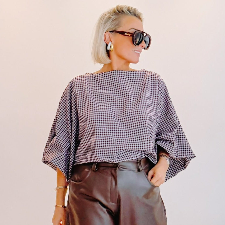 Blouse Claudine – Vichy mauve