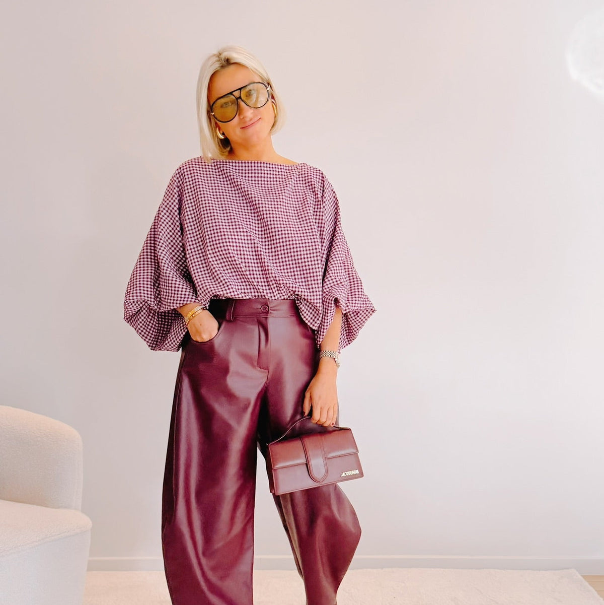 Blouse Claudine – Vichy bordeaux