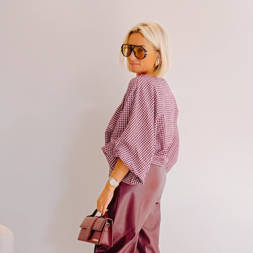 Blouse Claudine – Vichy bordeaux