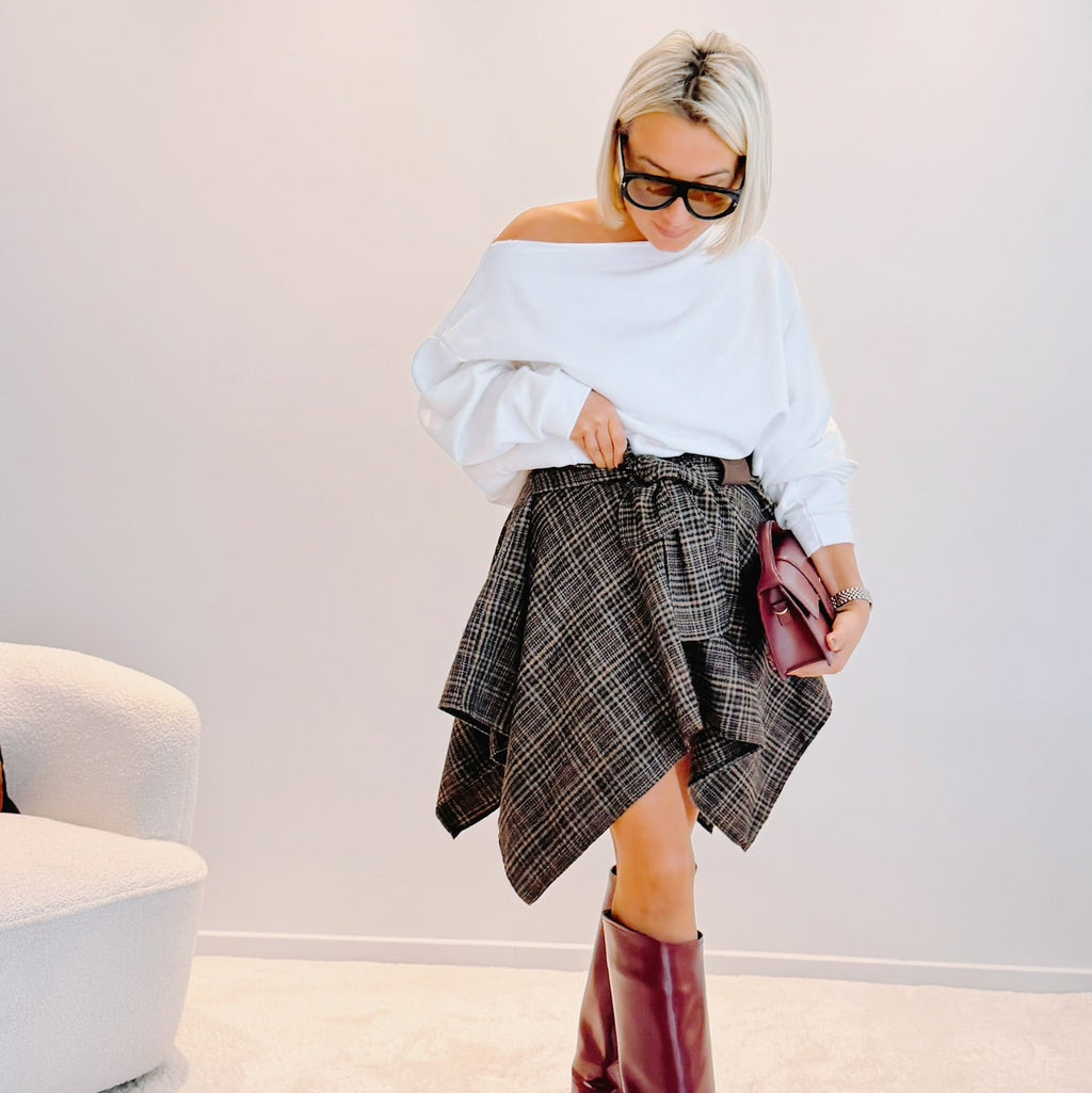 Jupe Anna – Jupe courte asymétrique à carreaux