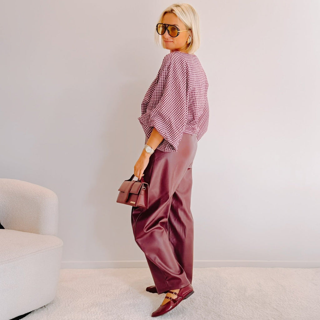 Pantalon Paul – Bordeaux | Coupe ballon en simili cuir