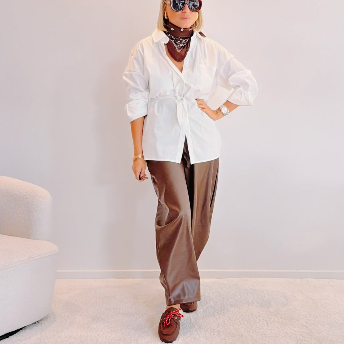 Pantalon Paul – Brun | Coupe ballon en simili cuir