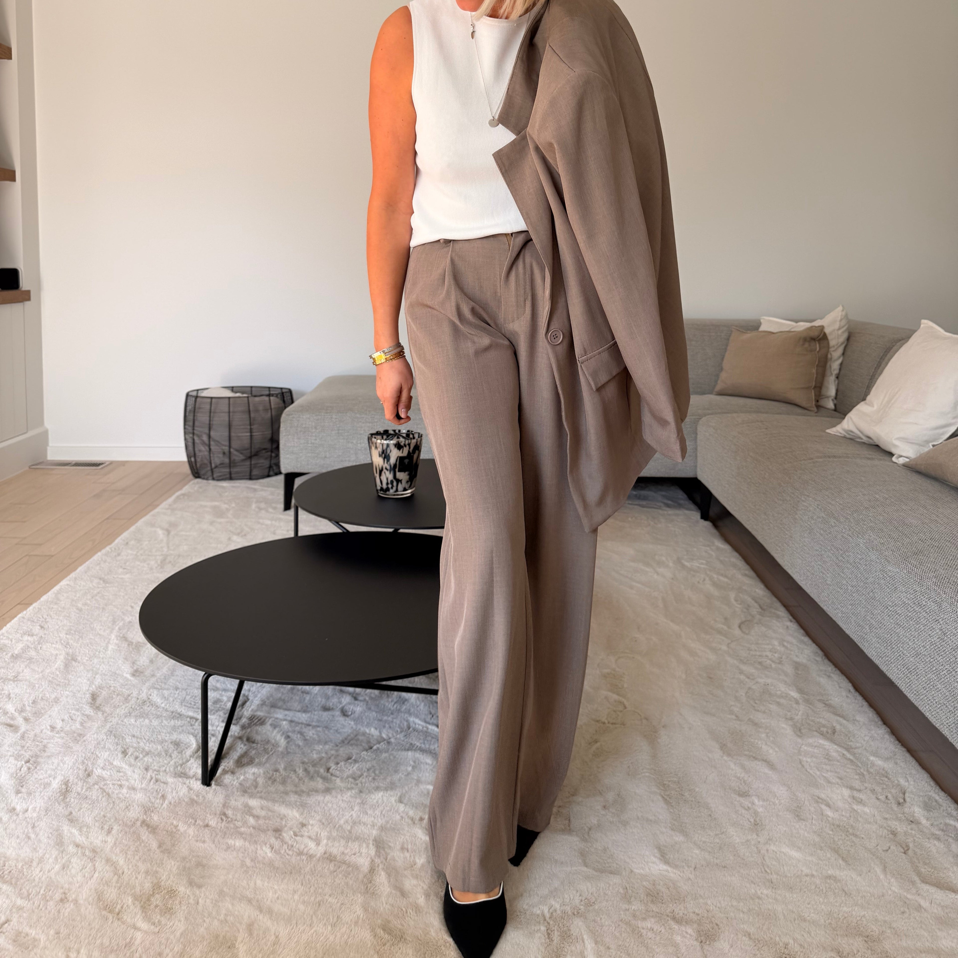 Pantalon Mae taupe
