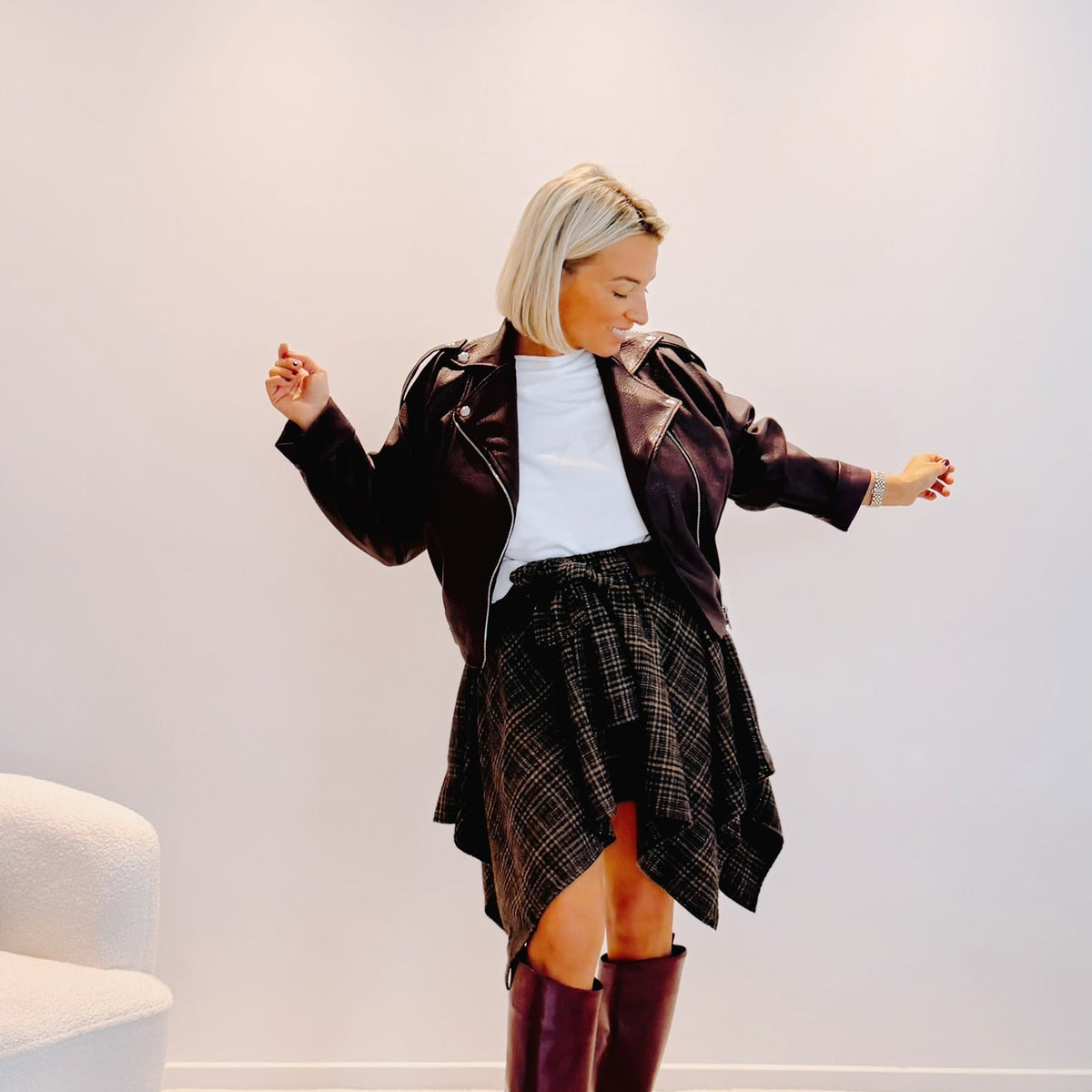 Perfecto Adèle – Bordeaux | Effet cuir oversize