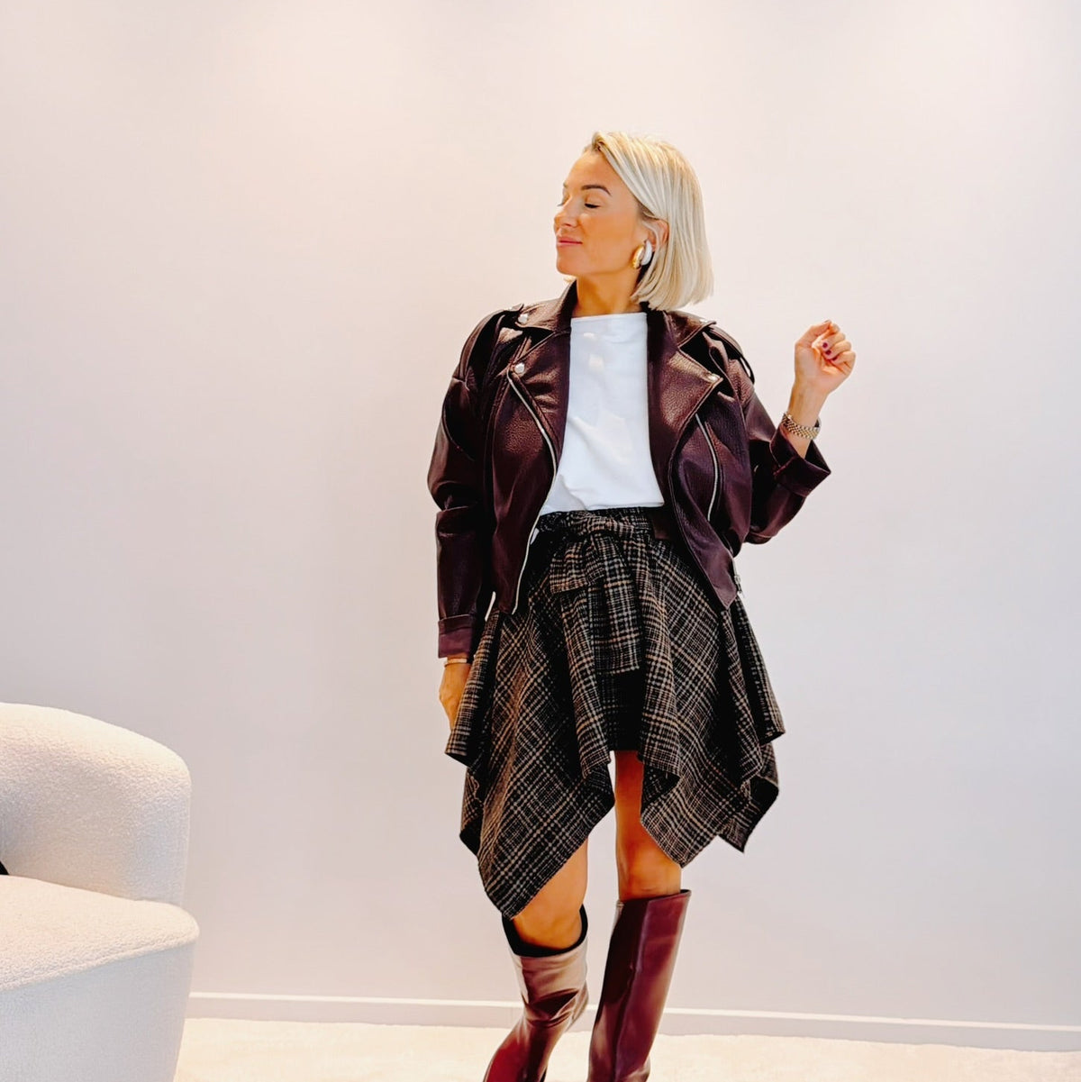 Perfecto Adèle – Bordeaux | Effet cuir oversize
