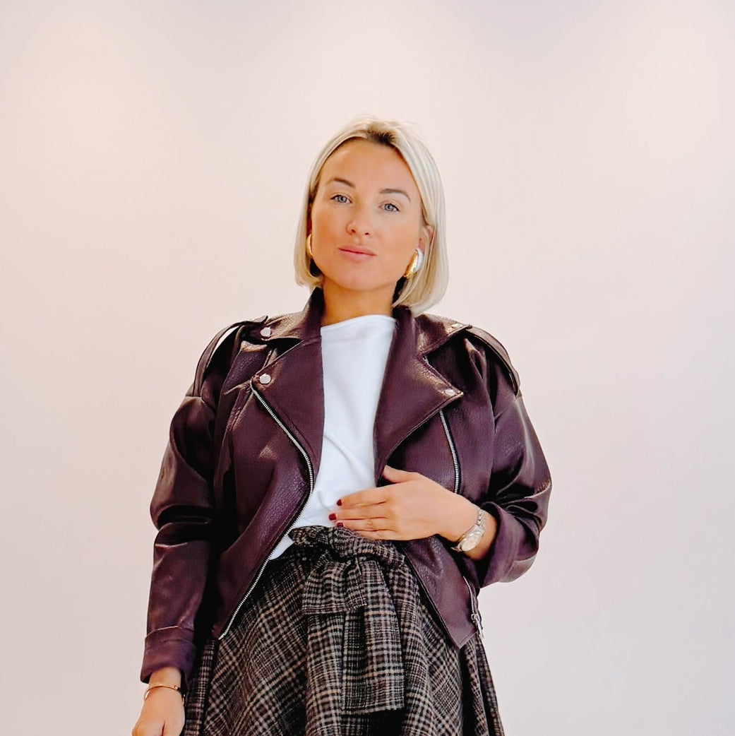 Perfecto Adèle – Bordeaux | Effet cuir oversize