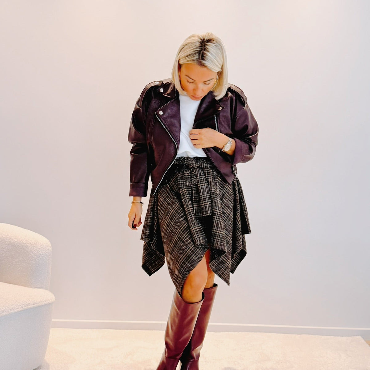 Perfecto Adèle – Bordeaux | Effet cuir oversize