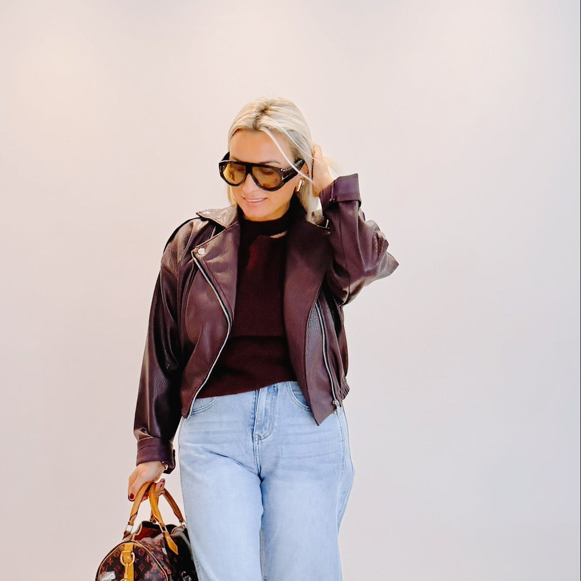 Perfecto Adèle – Bordeaux | Effet cuir oversize