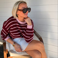 pull rayé femme
pull bordeaux femme
pull rose et bordeaux
pull oversize femme
pull tendance femme
pull marinière revisité
look casual chic femme
pull doux femme
