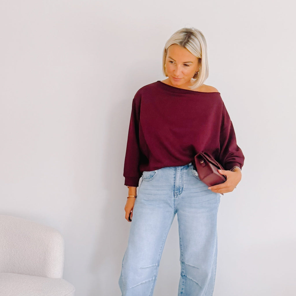 Pull asymétrique Alba bordeaux