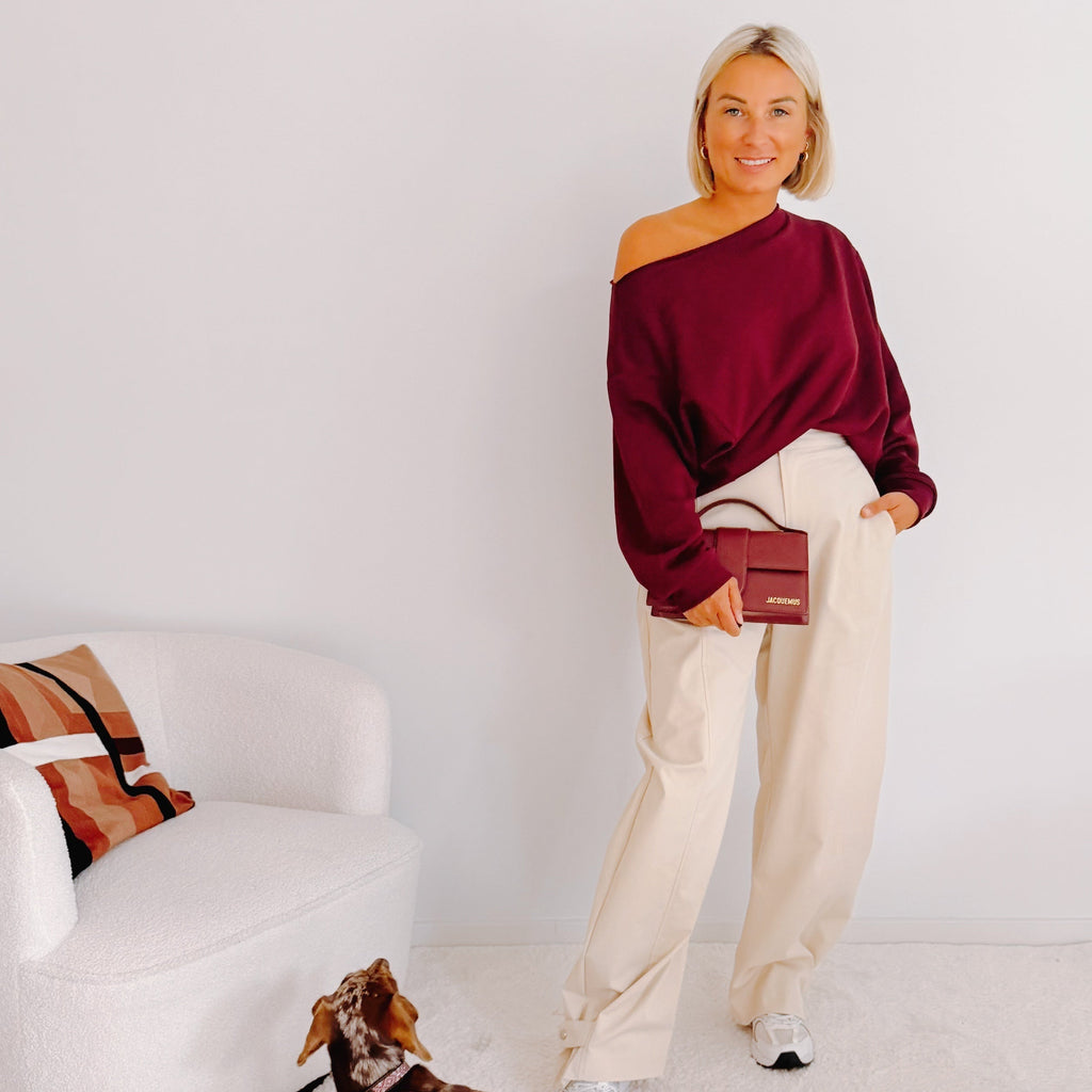 Pull asymétrique Alba bordeaux