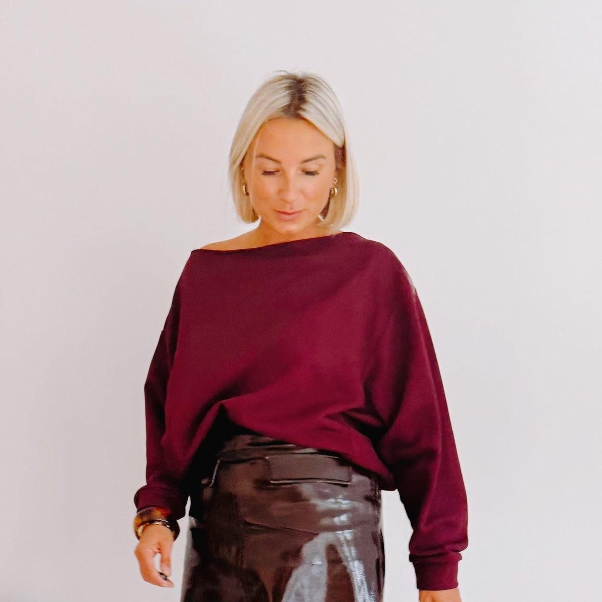Pull asymétrique Alba bordeaux