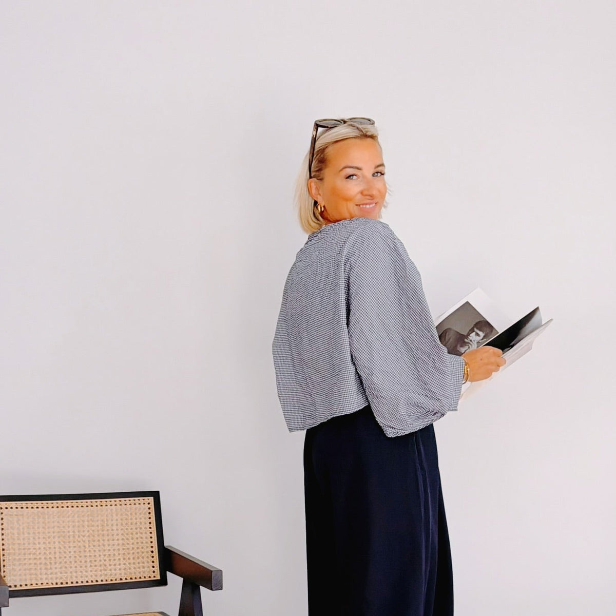Top vichy bleu et blanc femme – Romy
