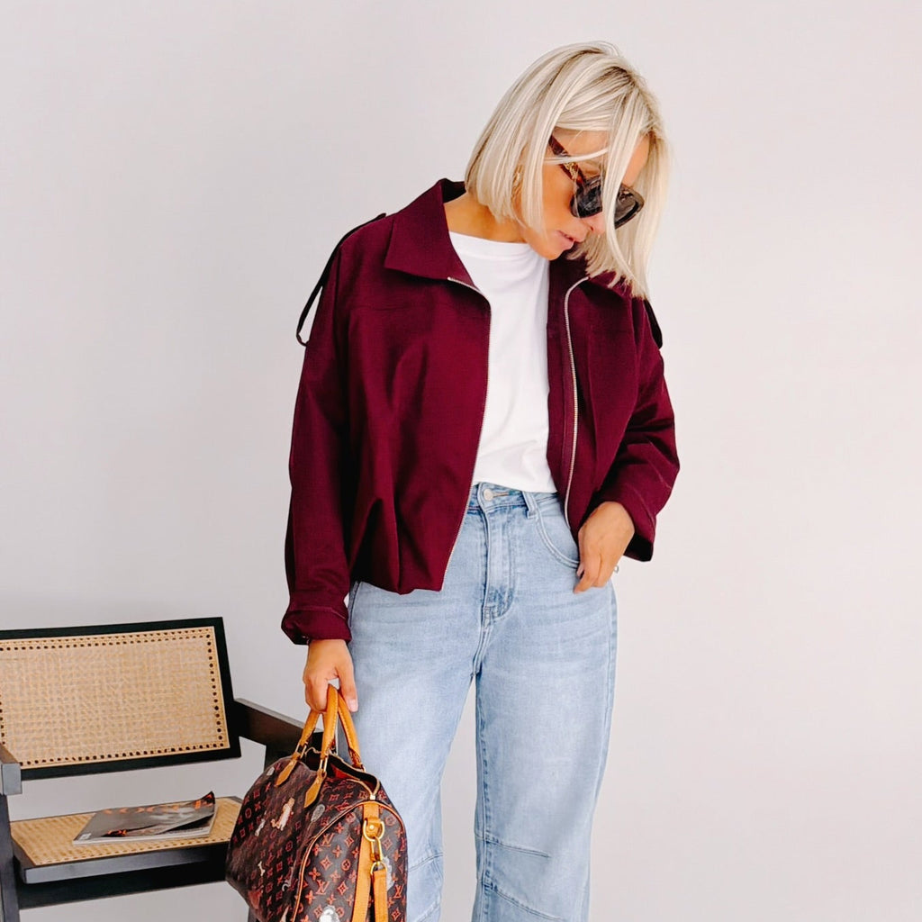Veste Suzanne – Veste courte bordeaux femme