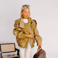Veste oversize effet cuir olive femme – Olivia