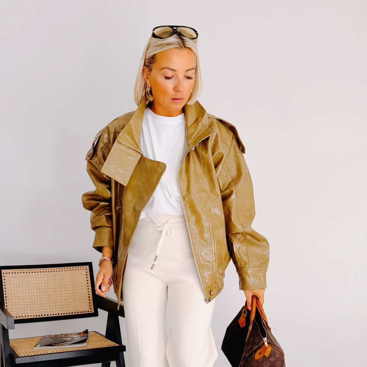 Veste oversize effet cuir olive femme – Olivia