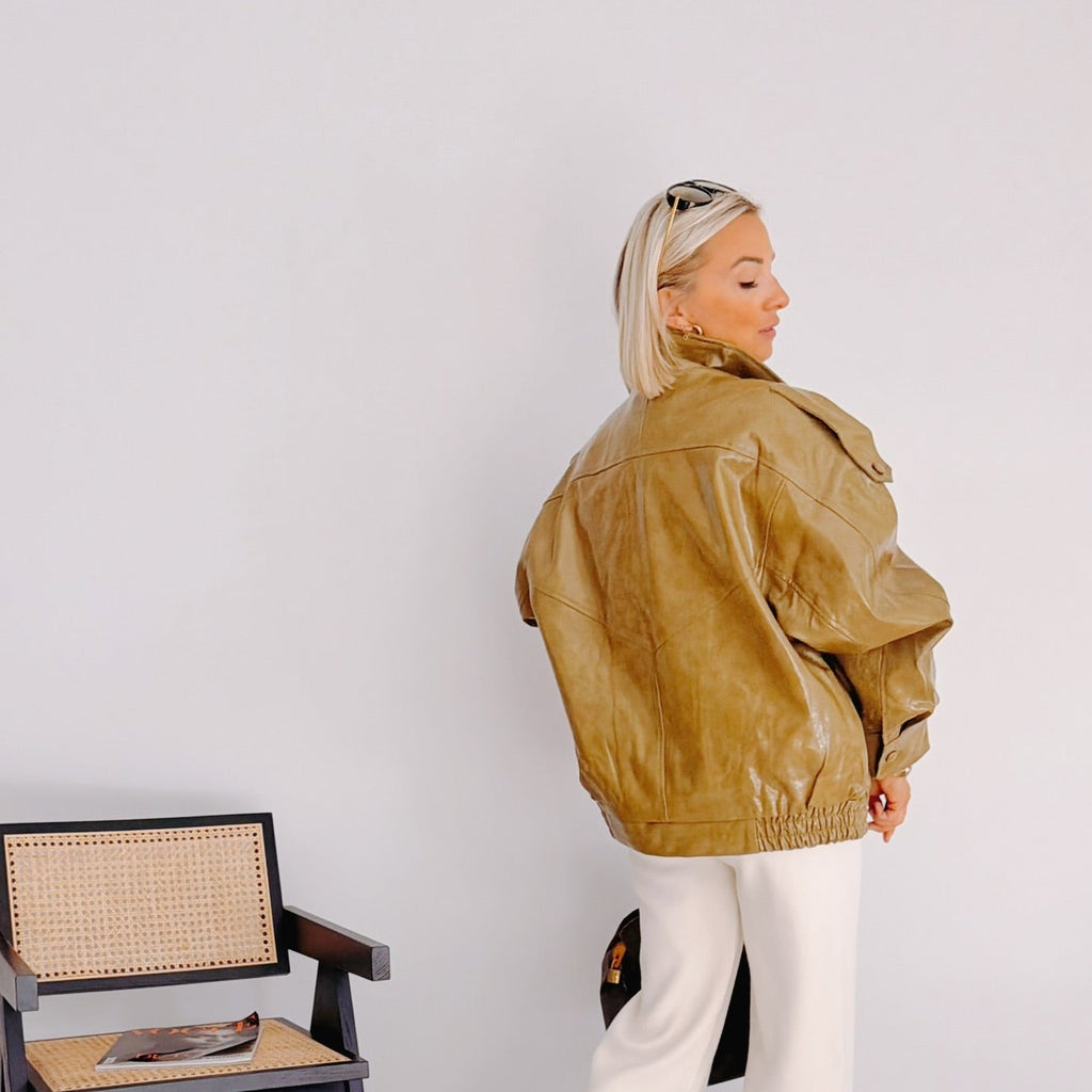 Veste oversize effet cuir olive femme – Olivia