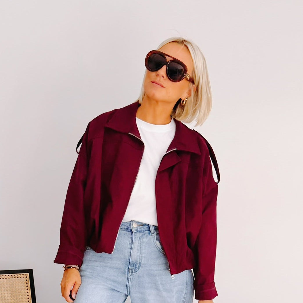 Veste Suzanne – Veste courte bordeaux femme